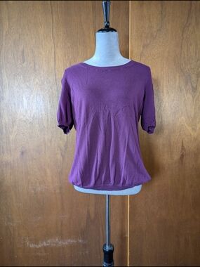 Banana Republic Short Sleeve Boatneck Top in Plum